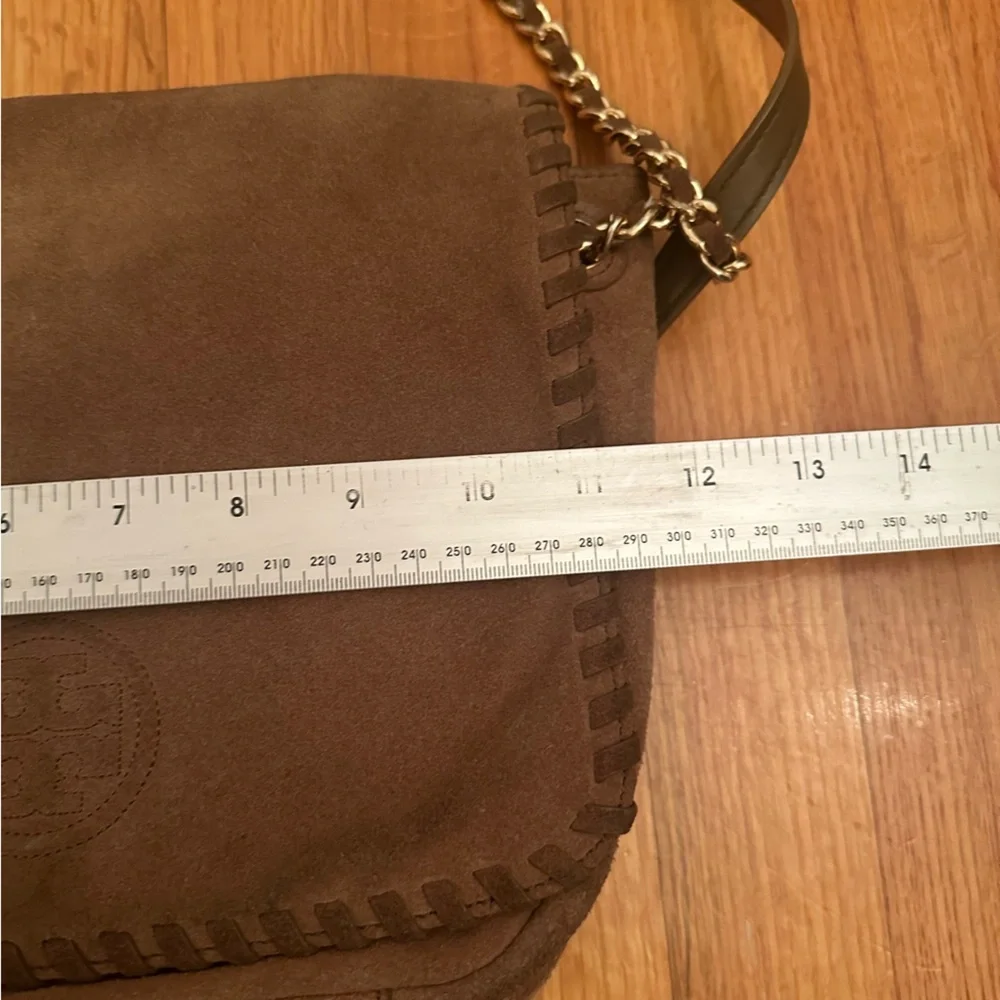 TORY BURCH Marion River Rock Suede Flap Chain Shoulder